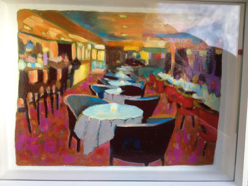 Foodie Box (Inside Under Glass Cover): Steakhouse, Oil on Wood